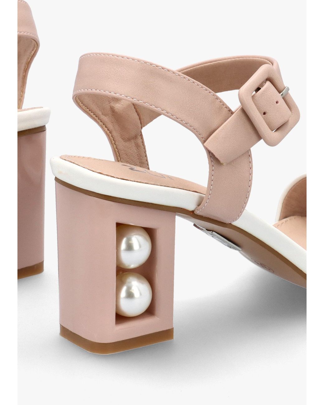 Moda In Pelle White Sandypearl Nude & Leather Heeled Sandals