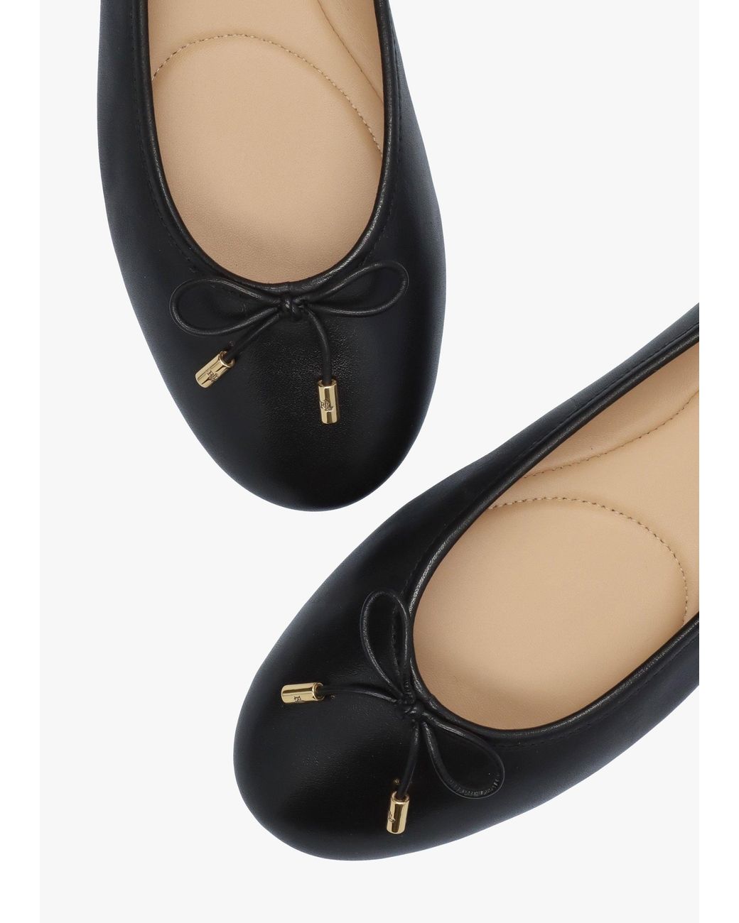 Ralph Lauren White Jayna Leather Ballet Pumps