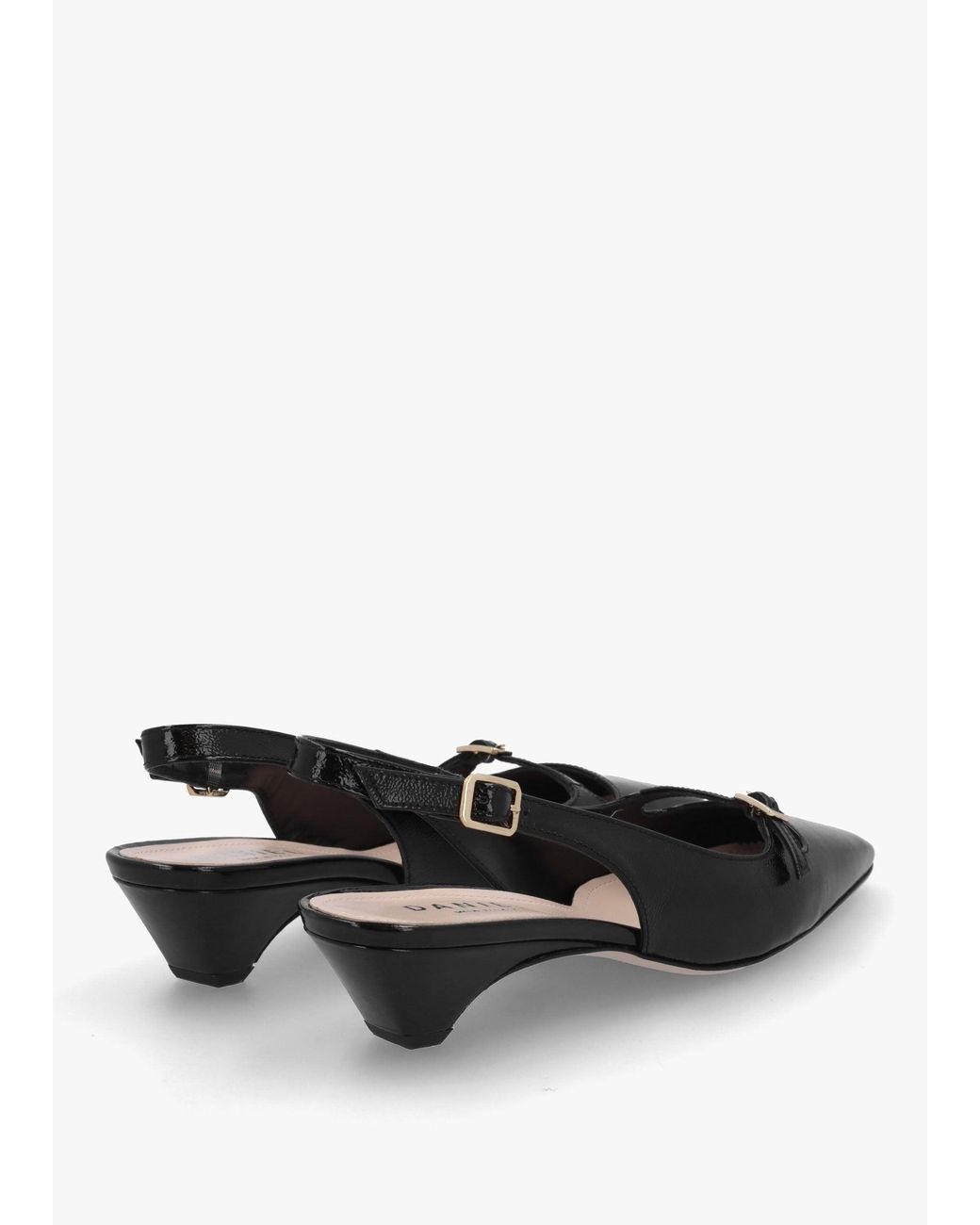 Daniel Black Nux Leather Low Heel Court Shoes