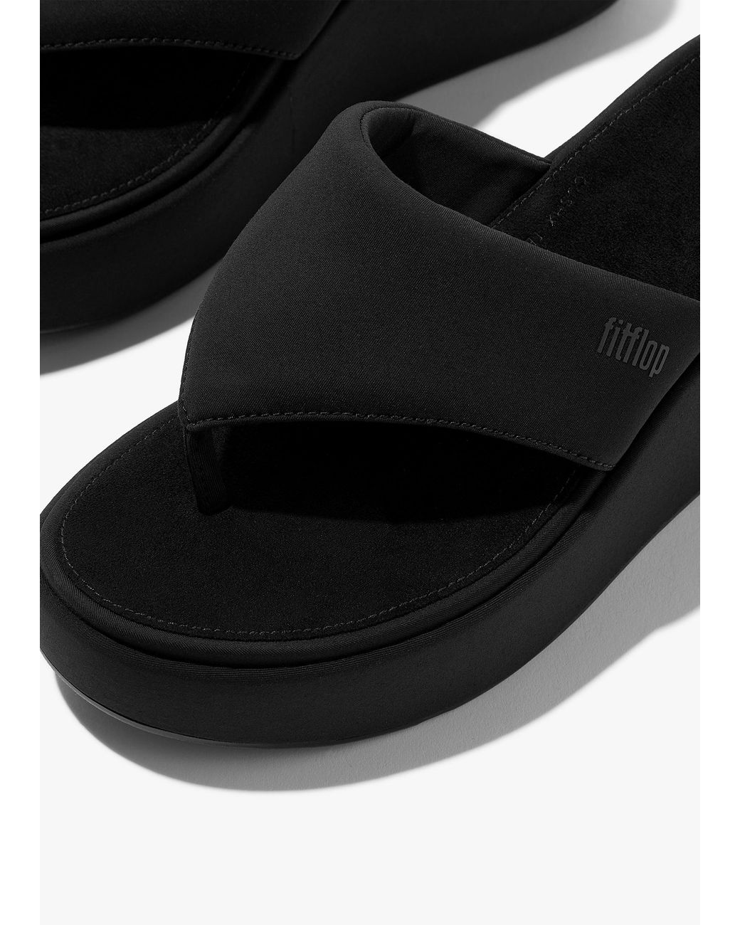 Fitflop Black Platform All Toe Post Wedge Sandals