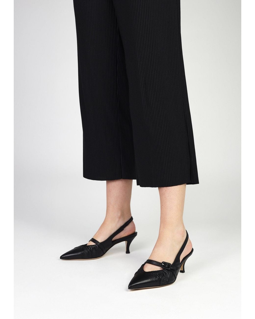 Daniel Black Nouche Rouched Kitten Heel Sling Backs
