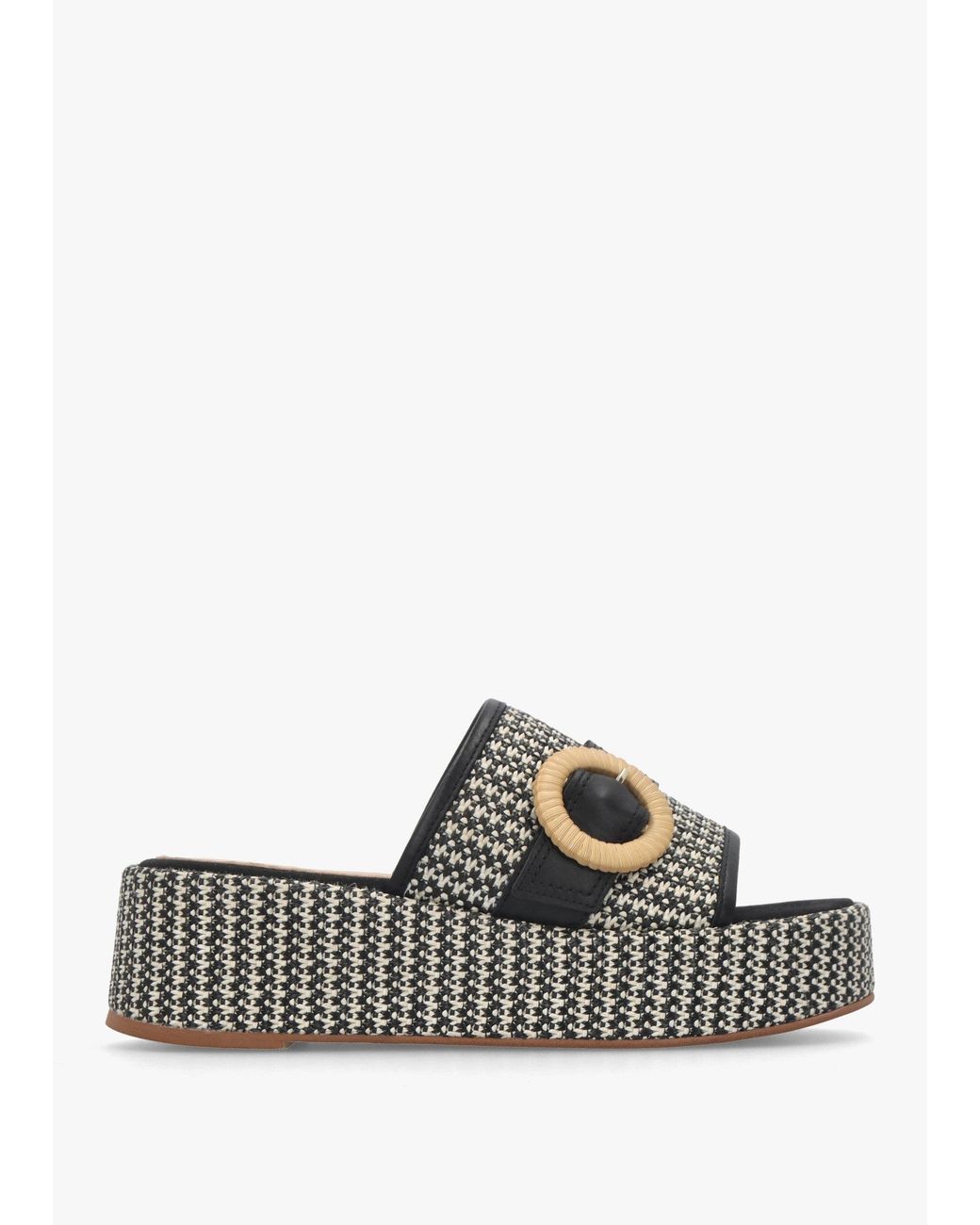 Daniel White Jono Monogram Woven Raffia Flatform Mules