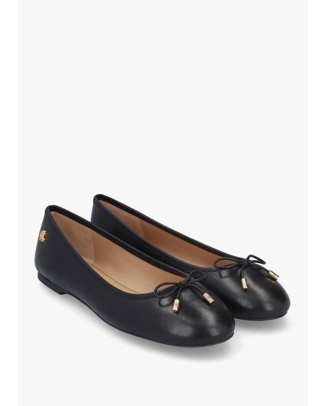 Ralph Lauren White Jayna Leather Ballet Pumps