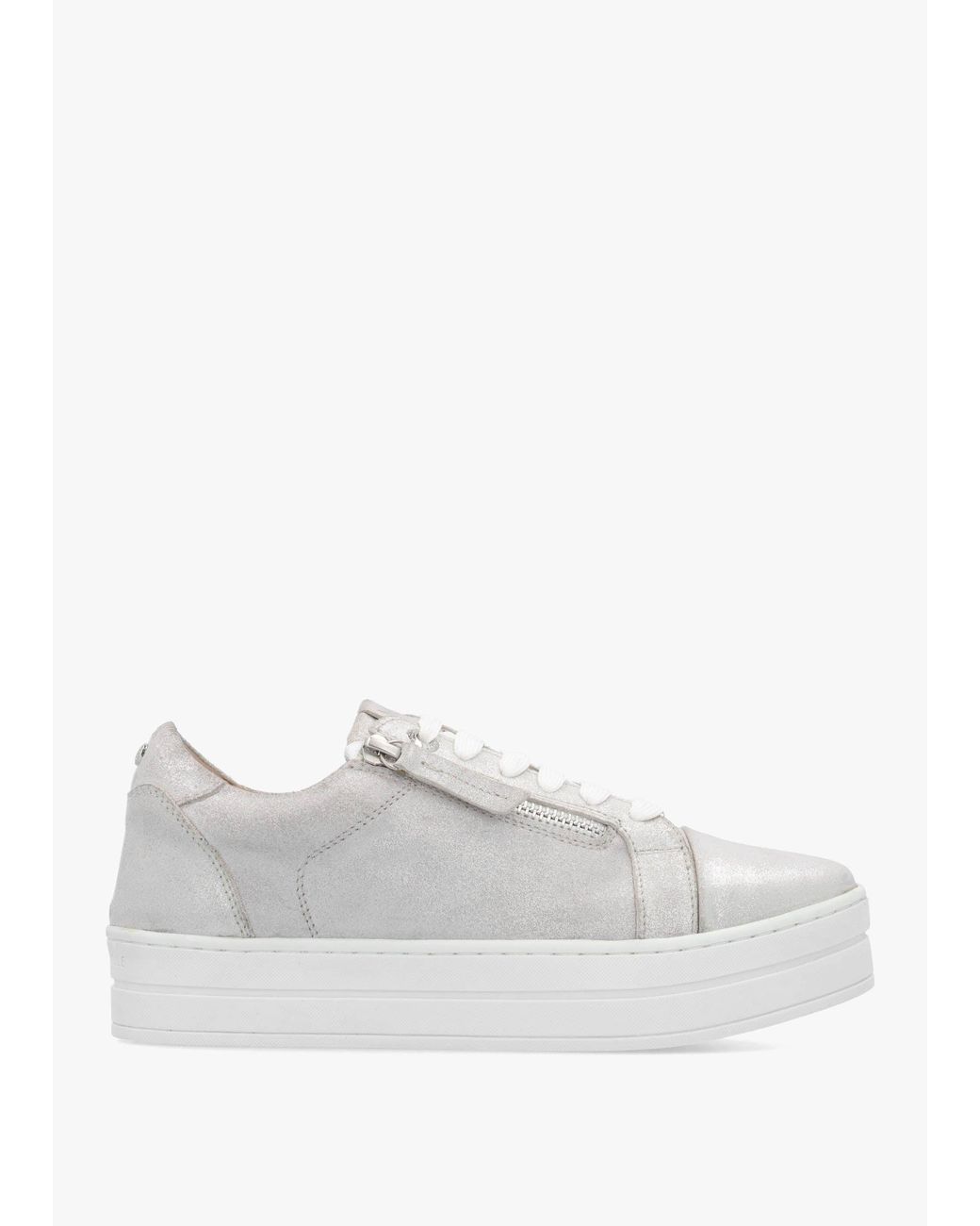 Moda In Pelle White Abbee Side Zip Lace Up Flatform Trainers