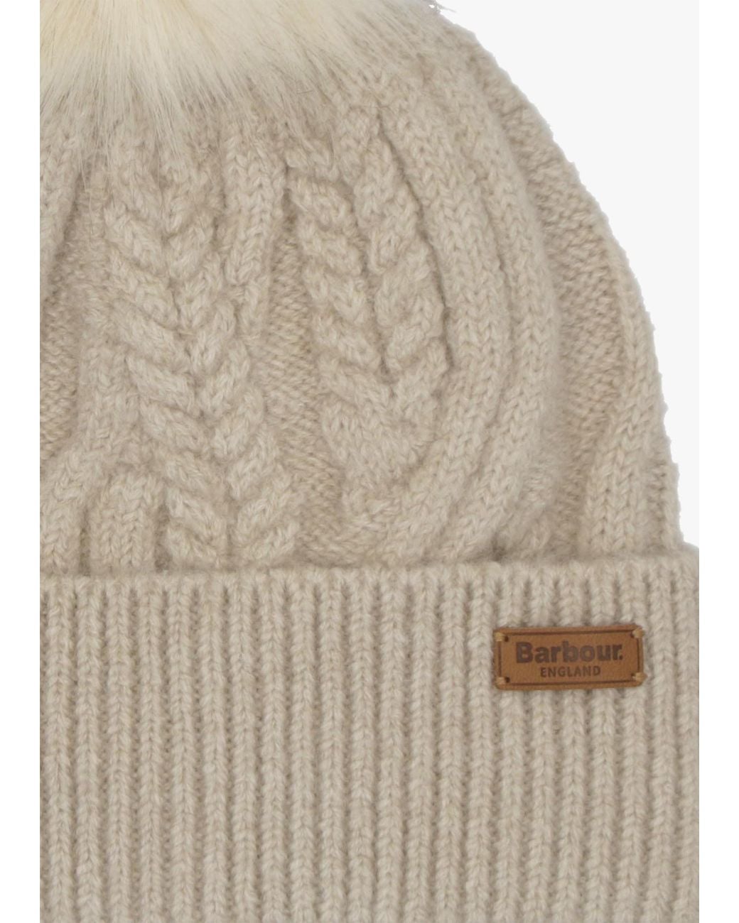 Barbour Natural Elsdon Eggshell Cable Knit Beanie Hat
