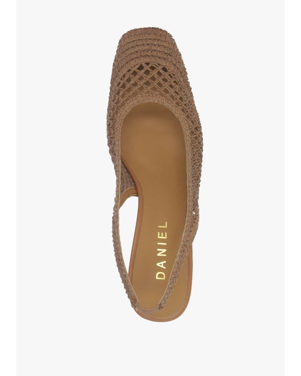 Daniel Brown Rosie Tan Woven Sling Back Heeled Court Shoes