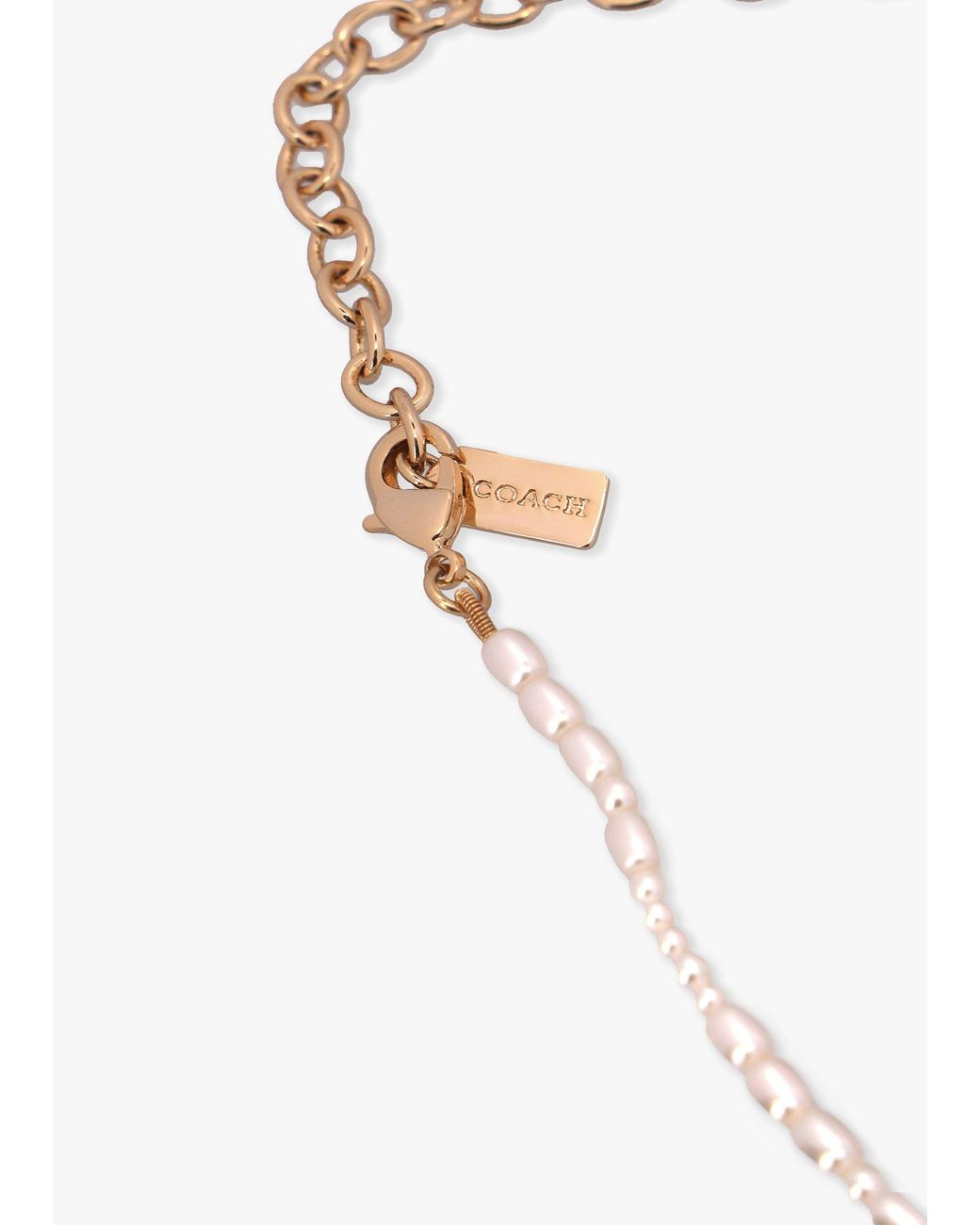 COACH Pink Pearl Bow Choker Necklace