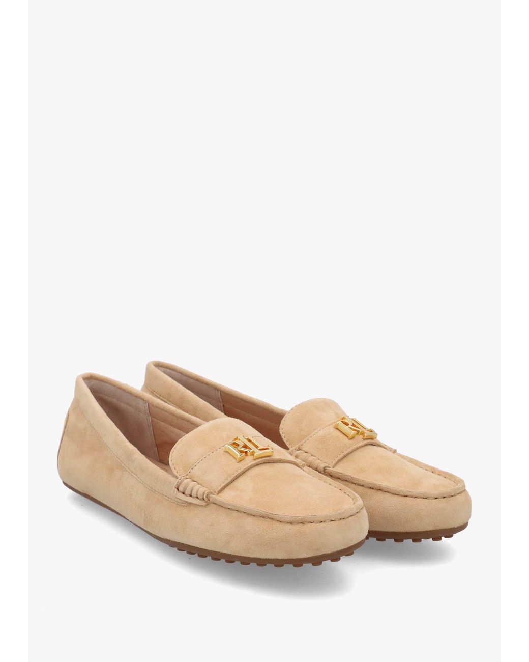 Ralph Lauren White Barnsbury Buff Suede Loafers