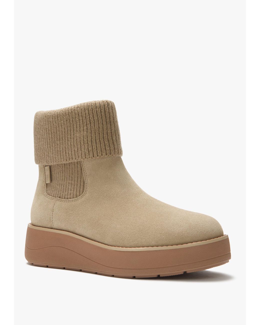 Fitflop Brown Gen-Ff Roam Suede Knitted Collar Chelsea Boots
