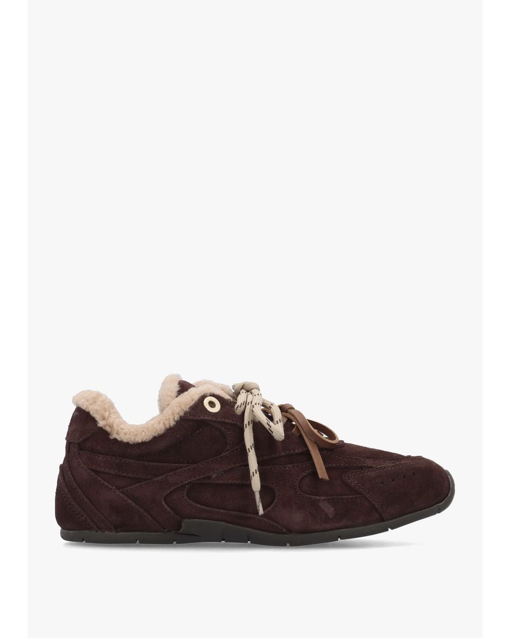 Bronx Brown Myr-Aa Shearling Low Top Trainers
