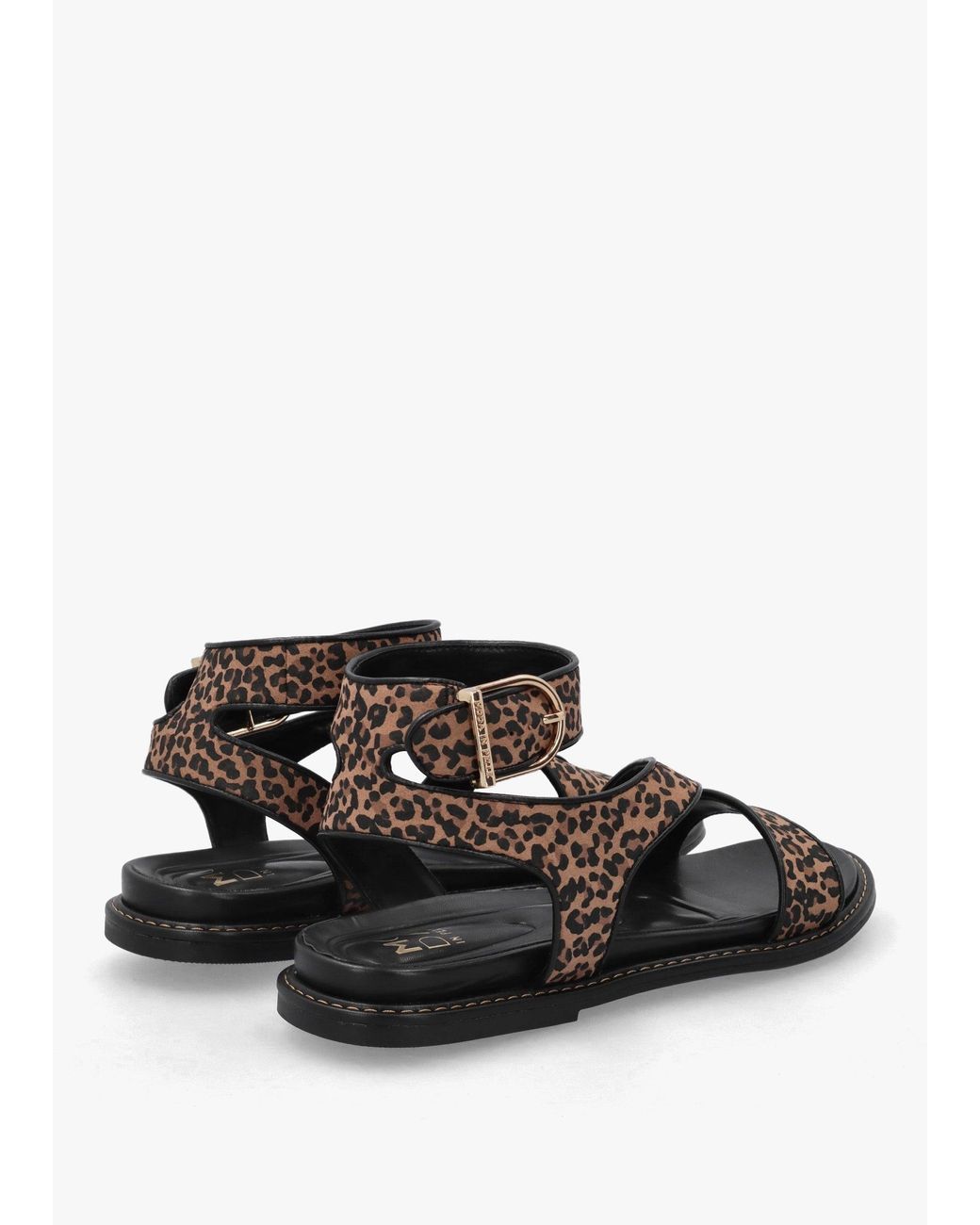 Moda In Pelle White Nolanna Leopard Buckle Fastening Flat Sandals
