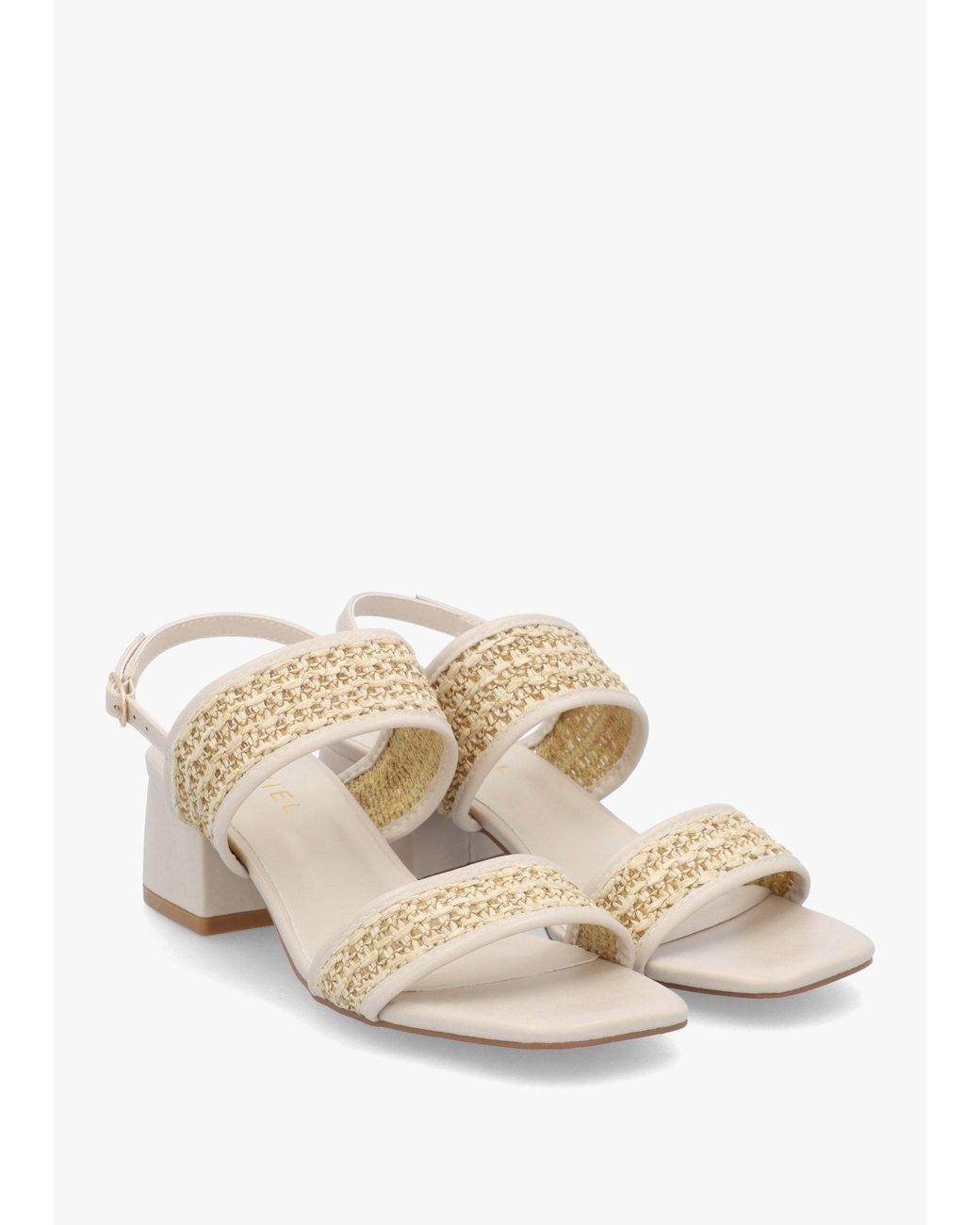 Daniel Natural Rebecca Woven Two Bar Mid-Block Heel Sandals