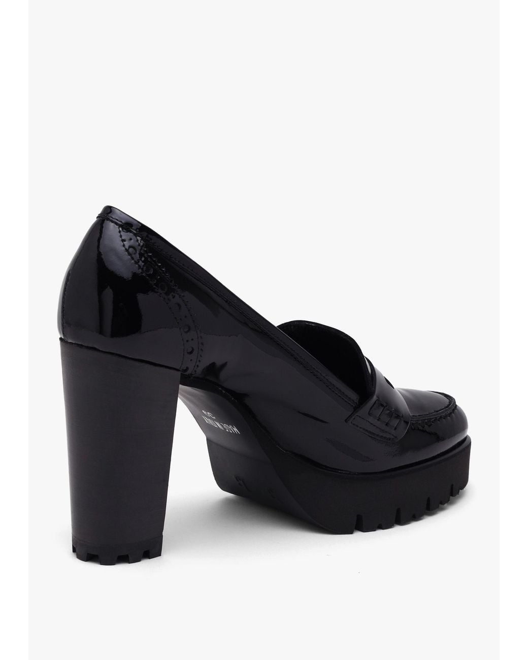 Luca Grossi Black Leather Platform Heeled Loafers