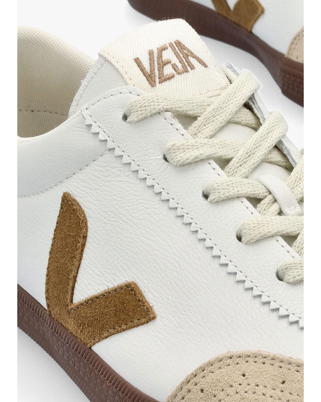 Veja White Volley O.T Leather Tent Bark Trainers