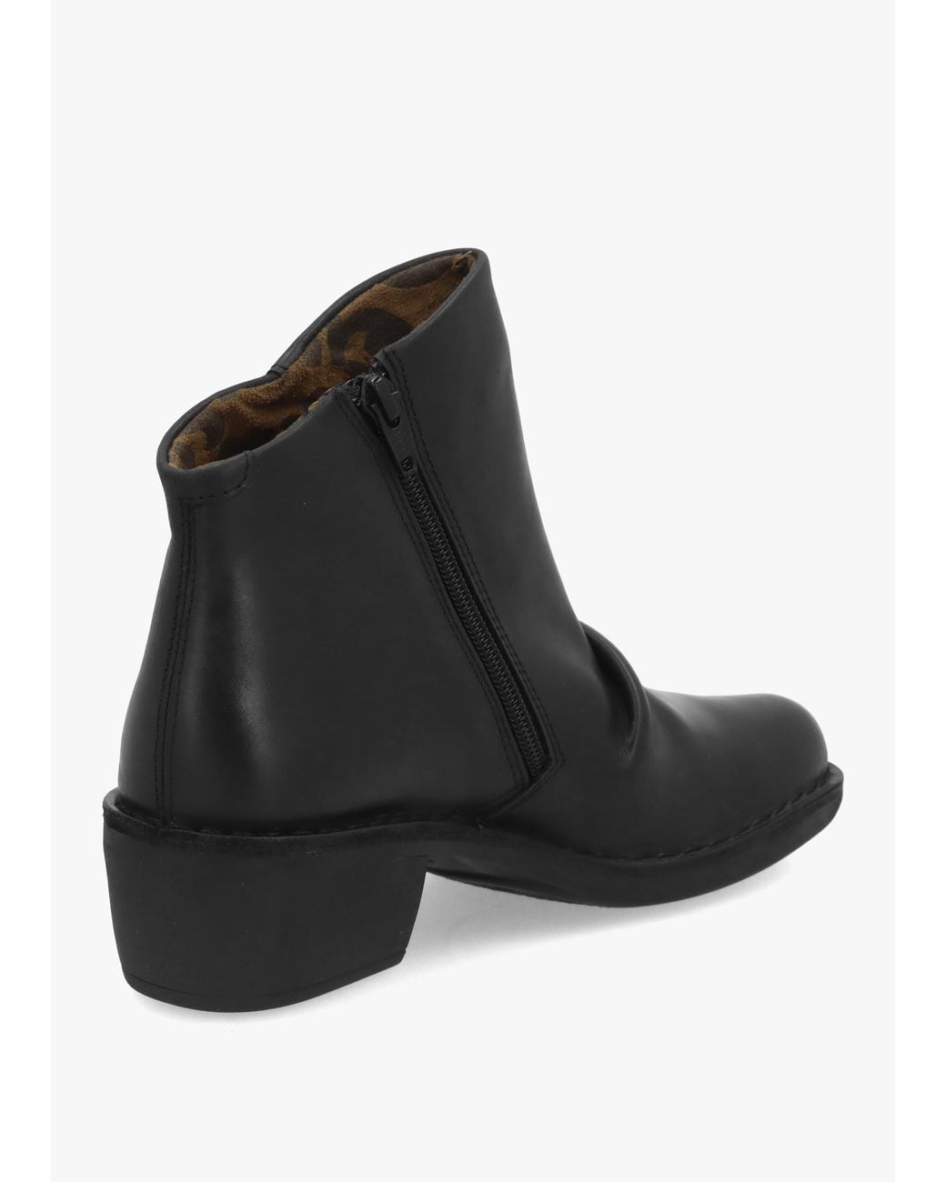 Fly London Black Muke Ruched Block Heel Ankle Boots
