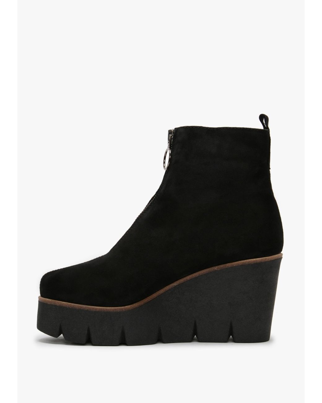 Alpe Black Hamal Zip Front Wedge Ankle Boots