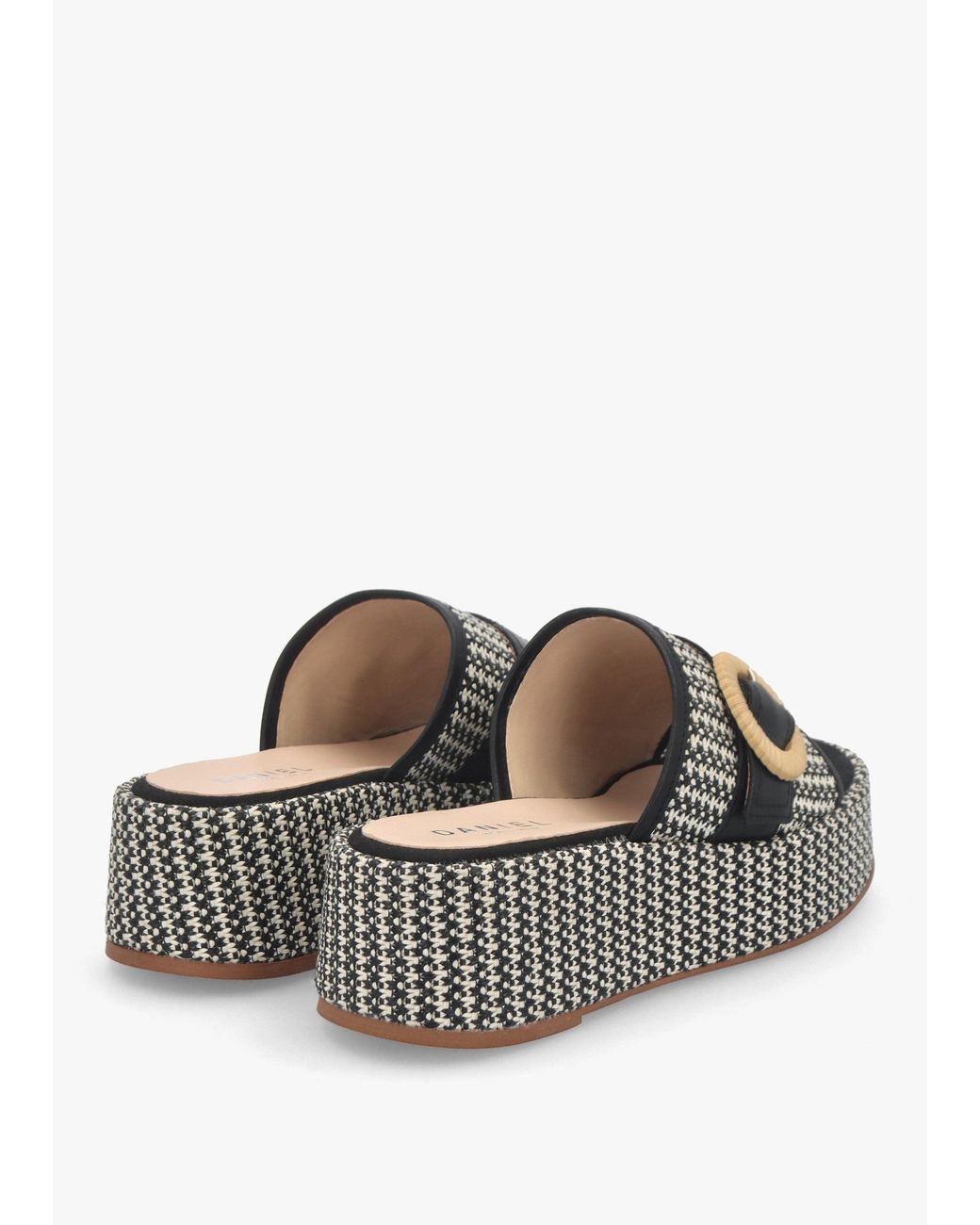 Daniel White Jono Monogram Woven Raffia Flatform Mules