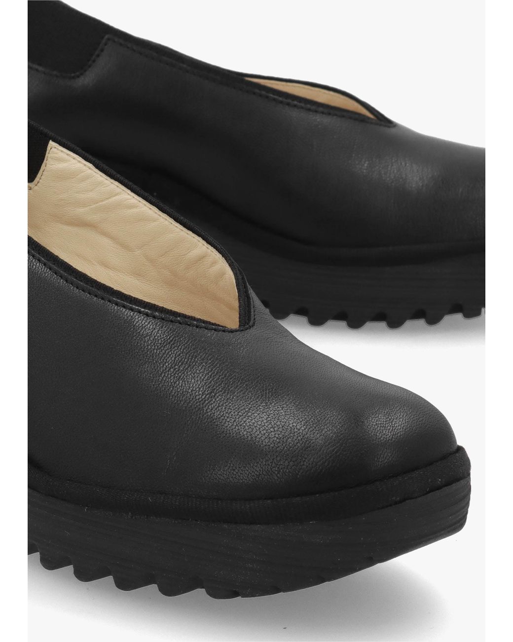 Fly London Black Yoza Wedge Court Shoes
