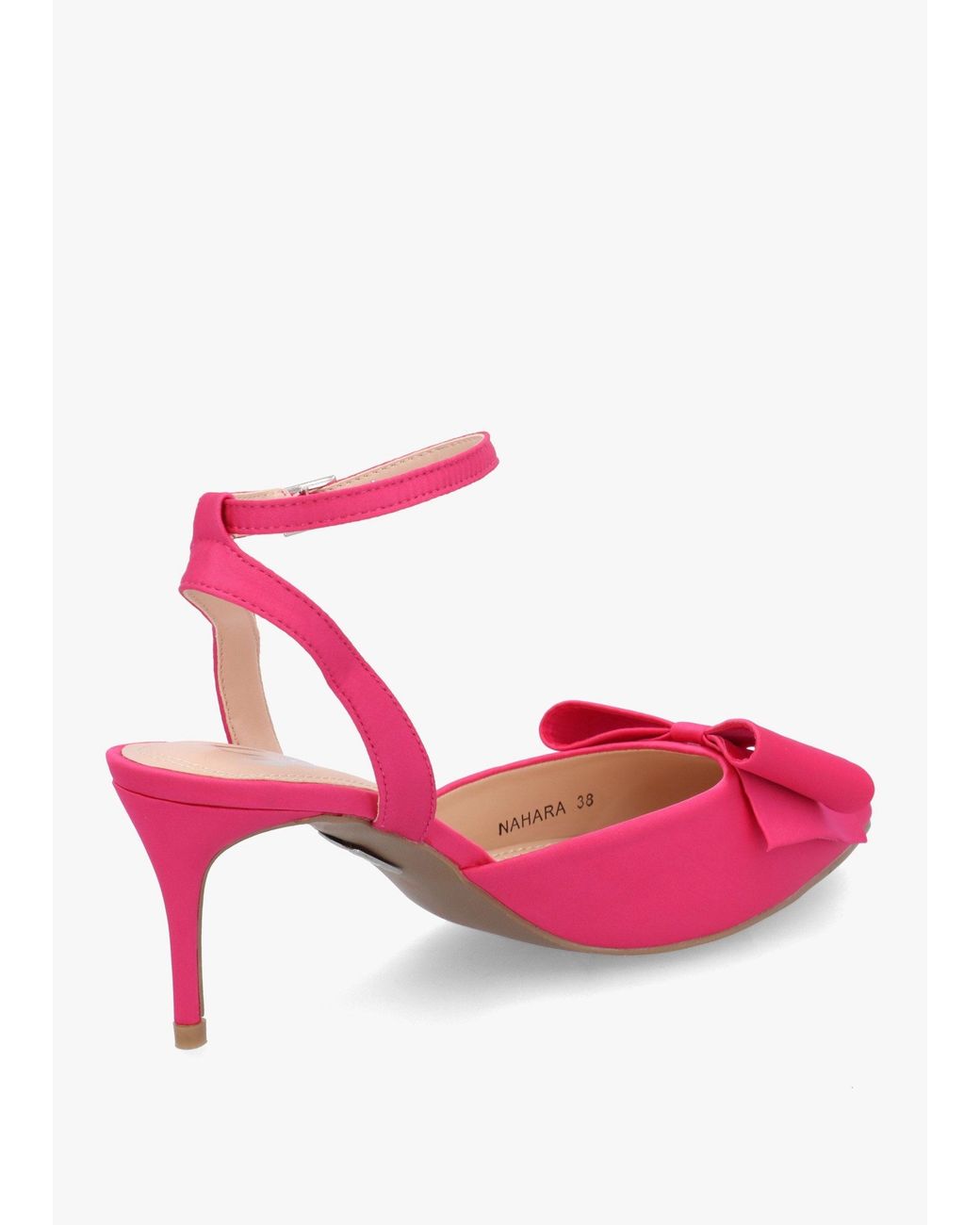Moda In Pelle Pink Nahara Satin Bow Low Heel Court Shoes