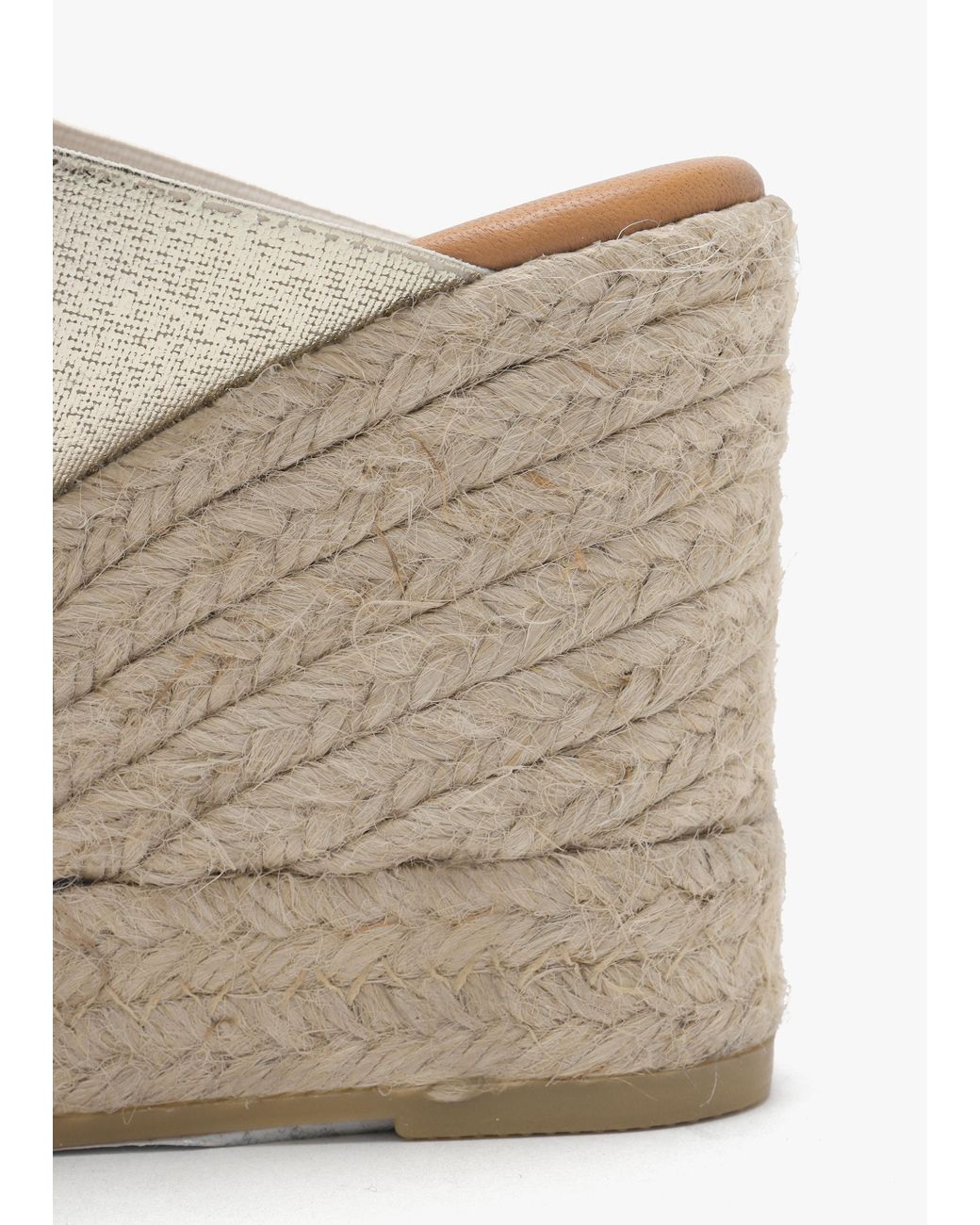 Daniel White Khloe Gold Cross Strap Wedge Espadrille Mules