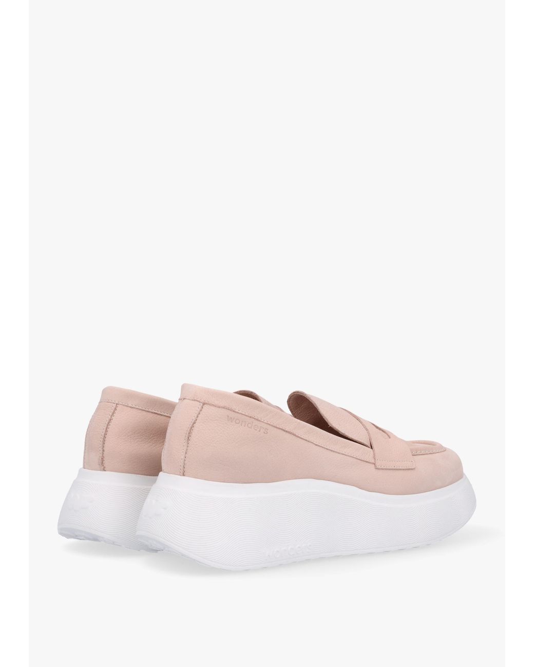 Wonders Pink Estela Nude Nubuck Leather Chunky Loafers