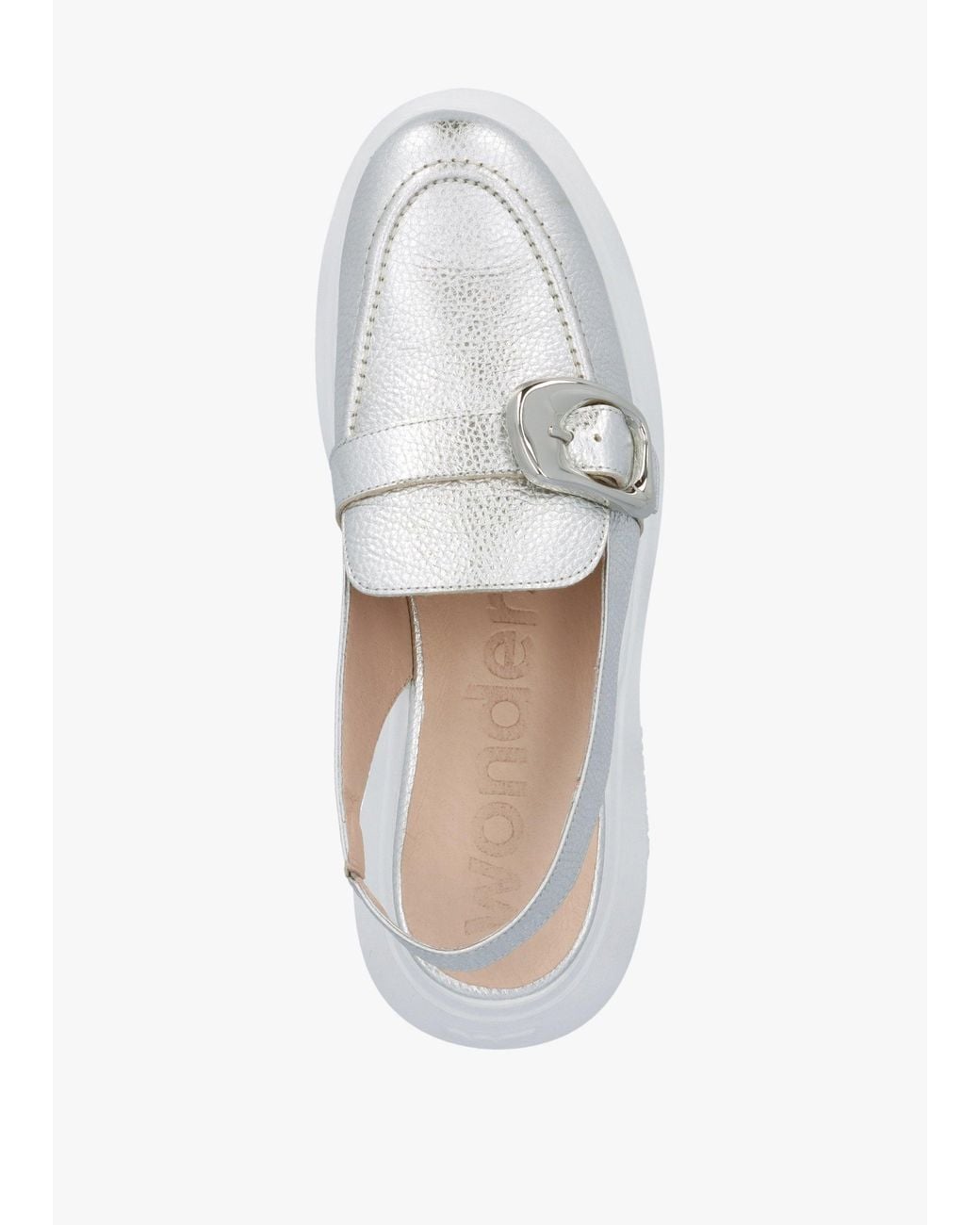 Wonders White Acalia Chunky Low Wedge Sling Backs