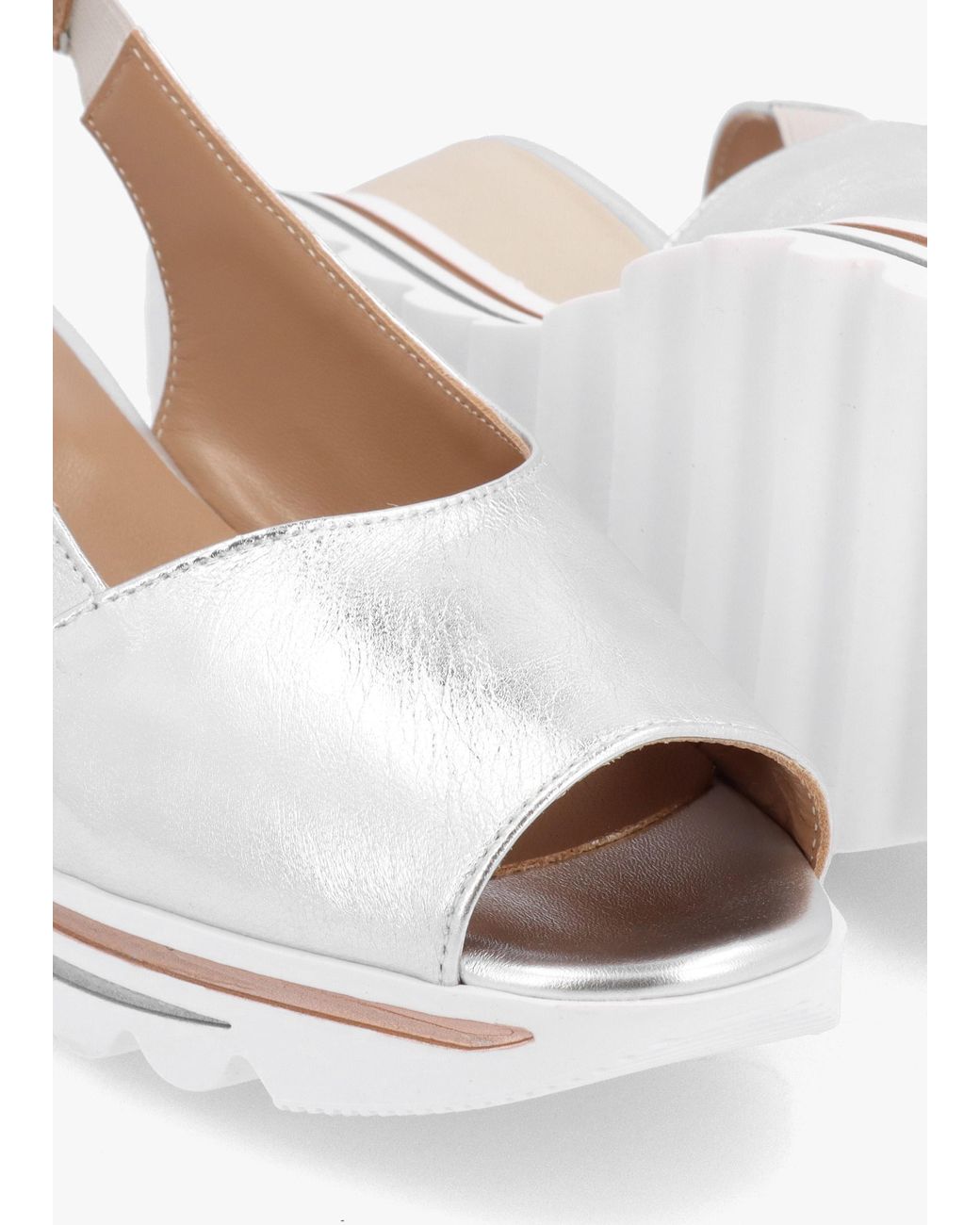 Daniel White Canna Silver Leather Peep Toe Wedge Sandals