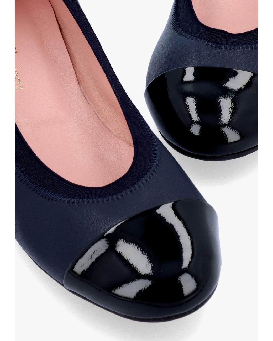 Pretty Ballerinas Gretschen Navy Leather Patent Toe Cap Ballerina