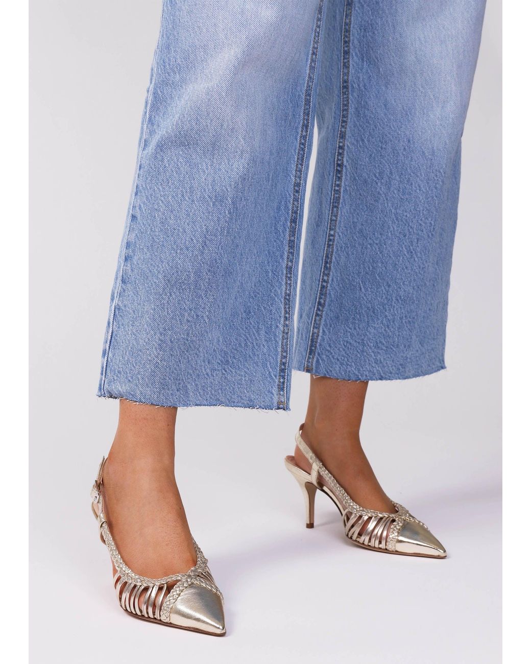 Daniel White Nuri Plaited Cage Heel Sling Backs