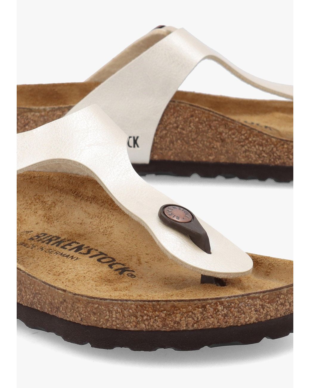 Birkenstock White Gizeh Birko-Flor Graceful Pearl Sandals