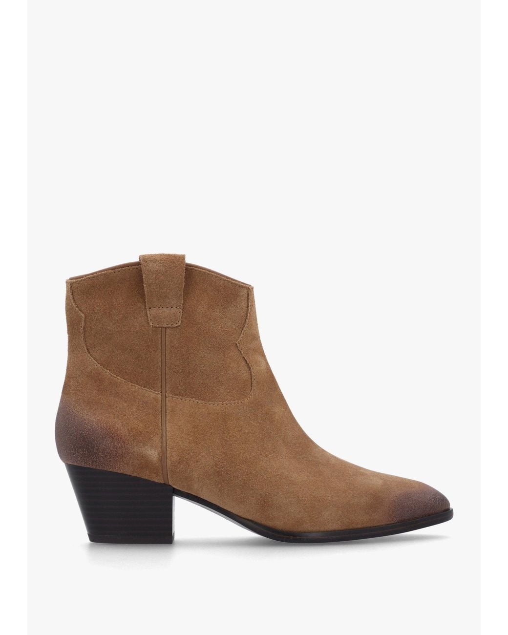 Ash Brown Fame Ii Land Suede Western Ankle Boots