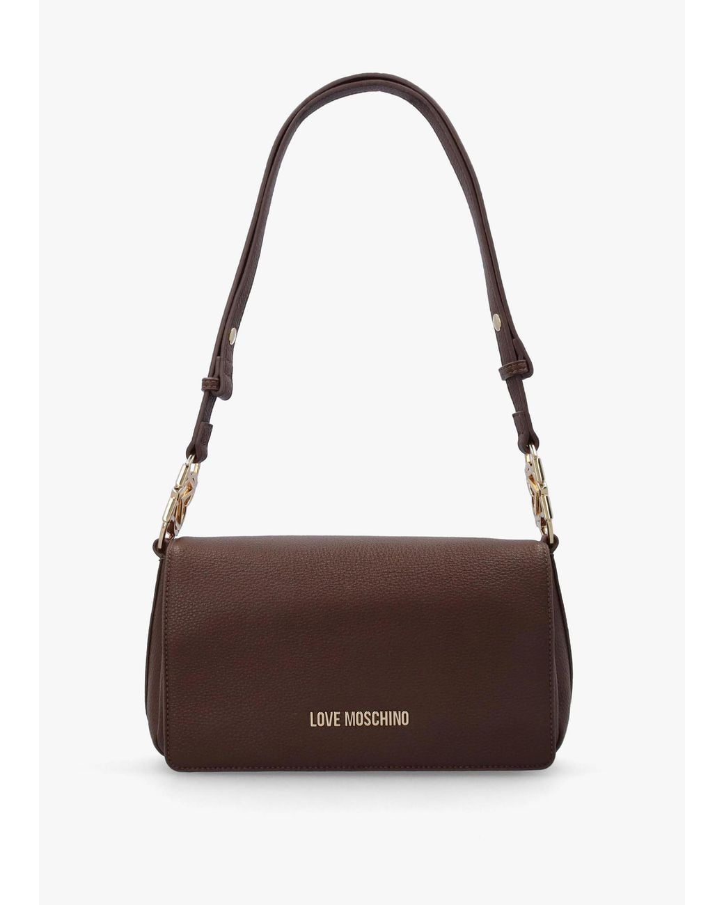 Love Moschino Brown Flapover Shoulder Bag