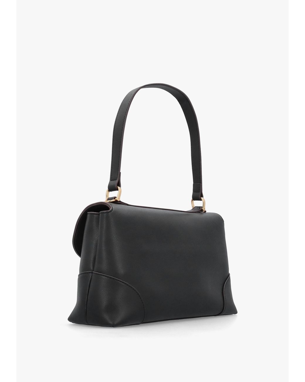Love Moschino Black Recycled Leather Flapover Shoulder Bag