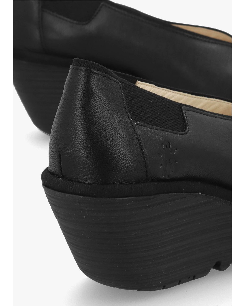 Fly London Black Yoza Wedge Court Shoes