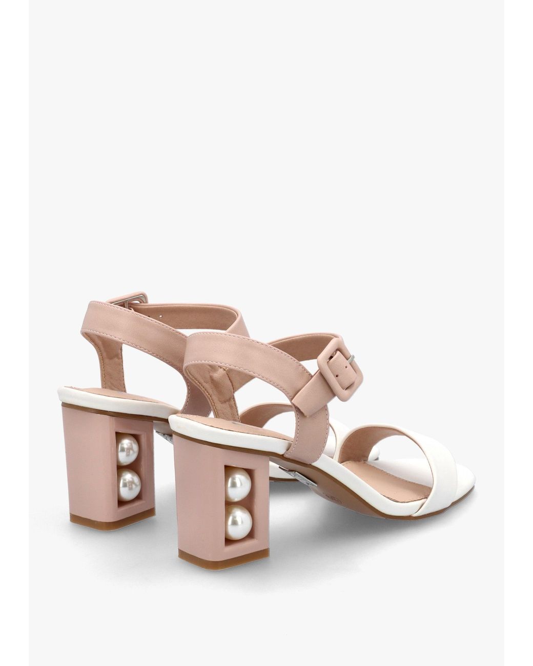 Moda In Pelle White Sandypearl Nude & Leather Heeled Sandals
