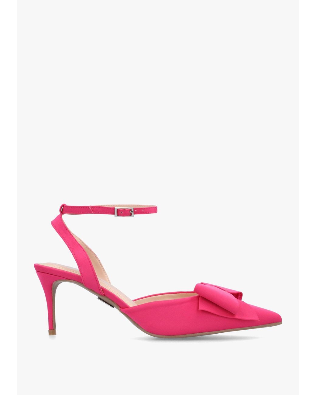 Moda In Pelle Pink Nahara Satin Bow Low Heel Court Shoes