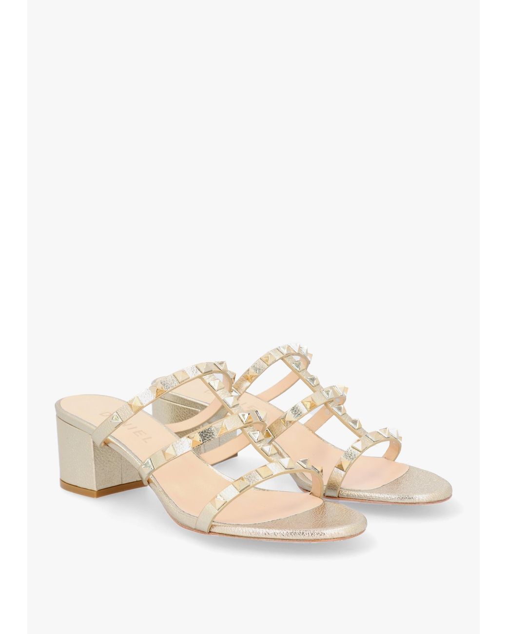 Daniel Natural Studder Embellished Block Heeled Mules