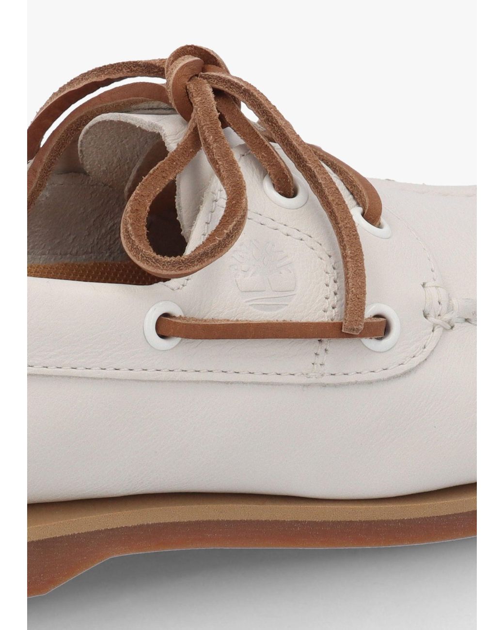 Timberland White Classic Natural Full Grain Leather Boat Shoes