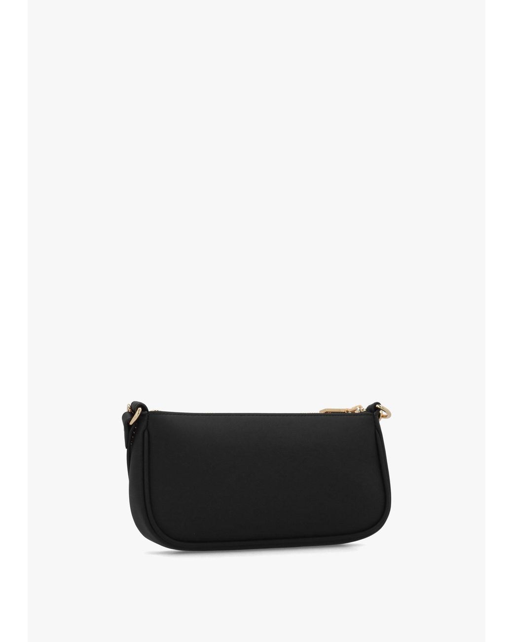 Love Moschino Black Dangling Logo Chain Nero Leather Shoulder Bag