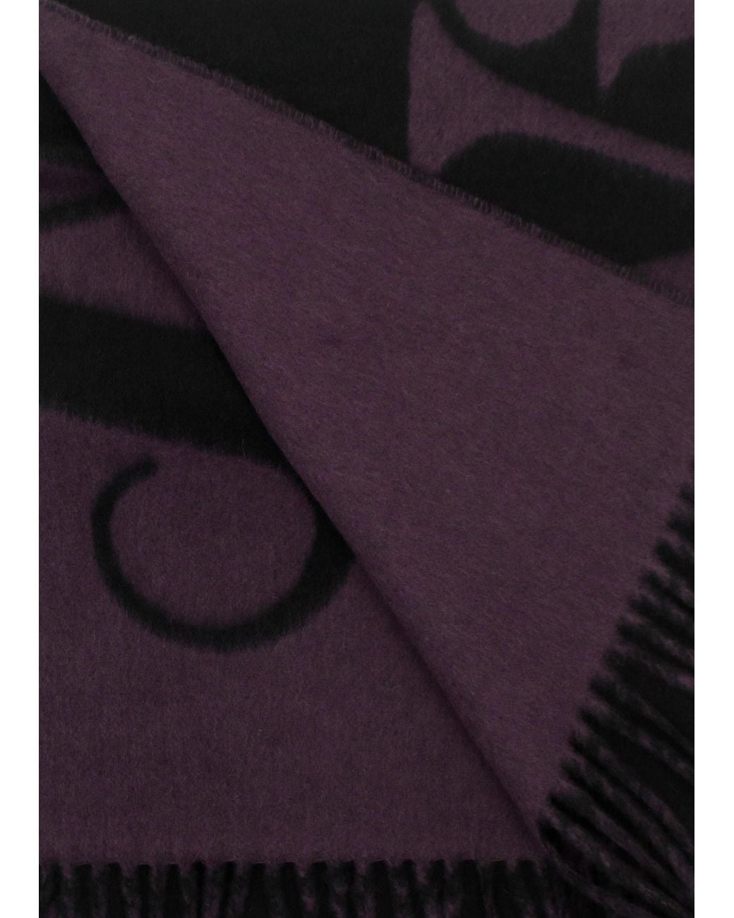 Vivienne Westwood Black Double Face Half Logo Wool Scarf