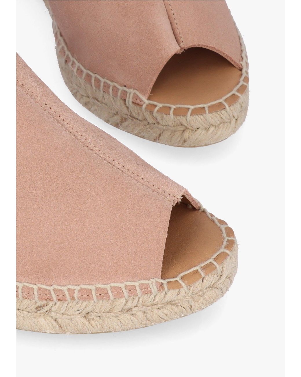 Daniel Natural Kathie Nude Suede Peep Toe Sling Back Wedge Espadrilles