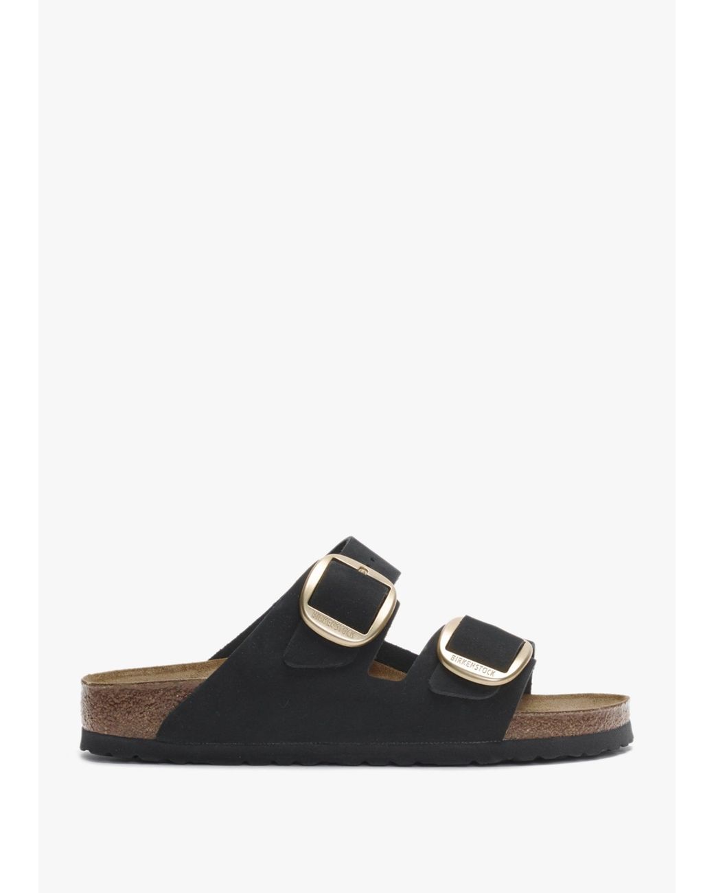 Birkenstock Black Arizona Big Buckle Nubuck Leather Two Bar Mules