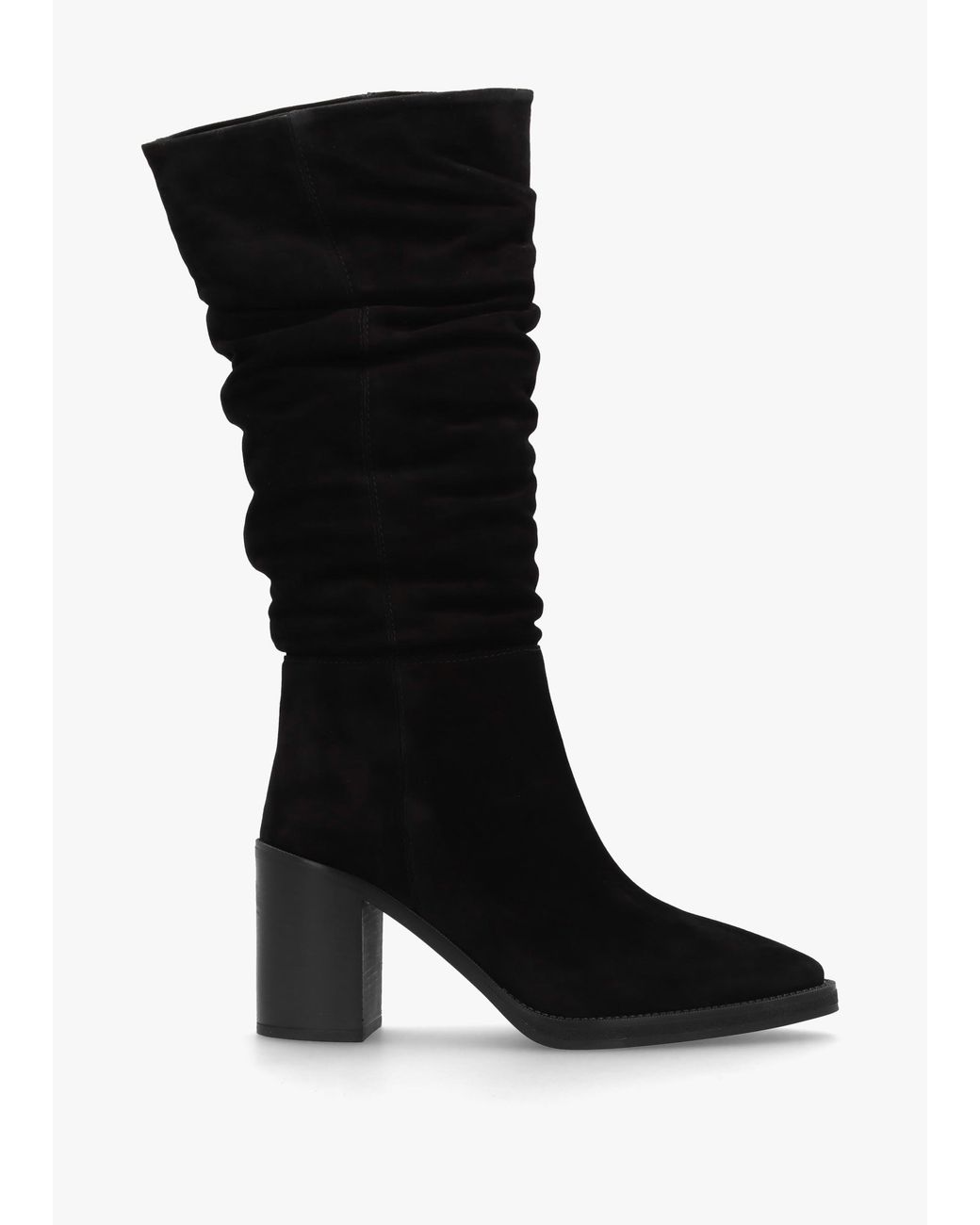 Alpe Black Astrid Rouched Block Heel Knee Boots