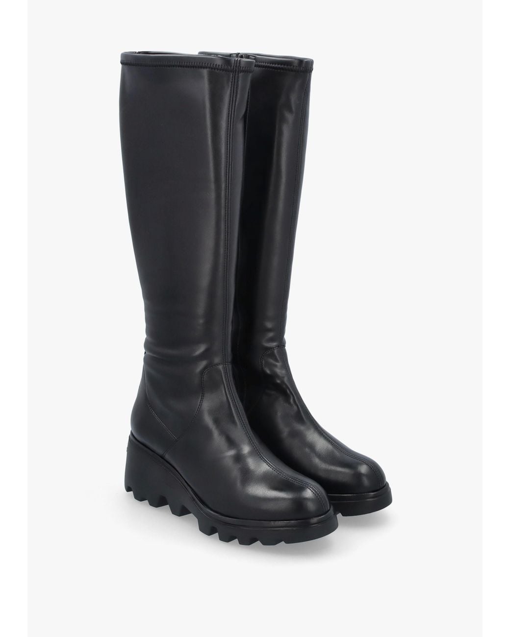 Wonders Black G-7031 Wedge Knee Boots