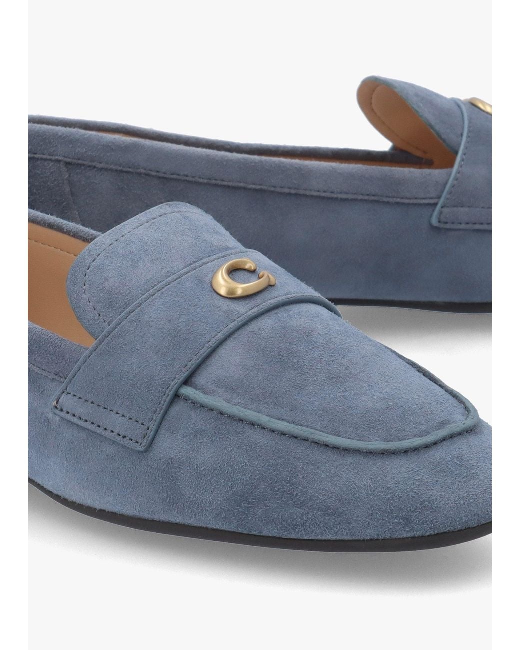COACH Blue Sculpted C Light Denim Suede Loafers