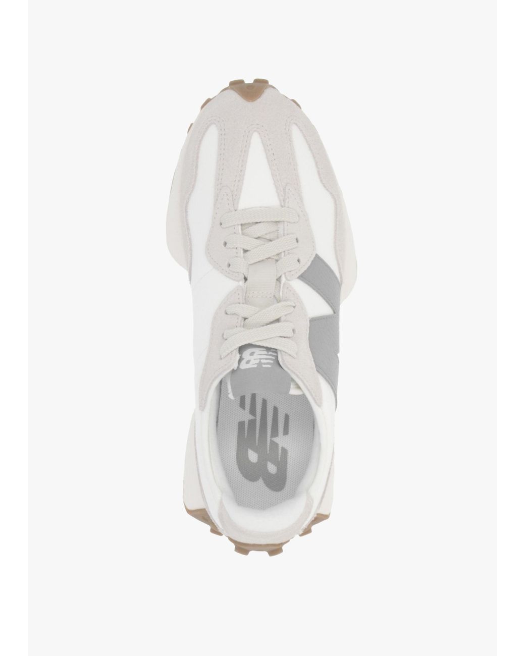 New Balance White 327 & Suede Trainers