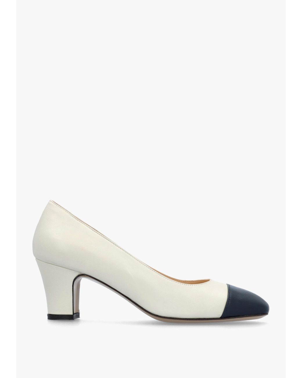 Daniel Akuna Cream Leather Block Heel Court Shoes in Metallic Lyst UK