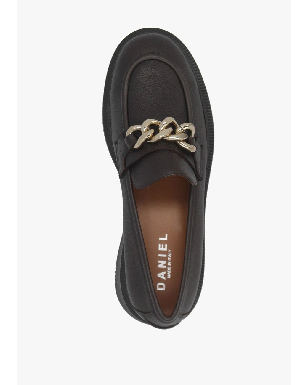 Daniel Black Pebbled Leather Chunky Link Chain Loafers