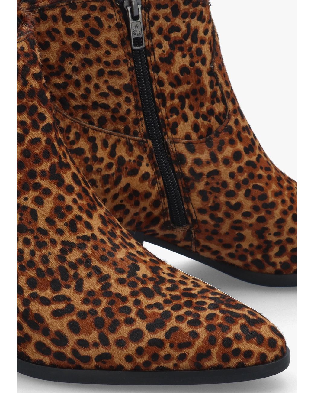 Ash Brown Fame Leopard Pony Hair Western Ankle Boots