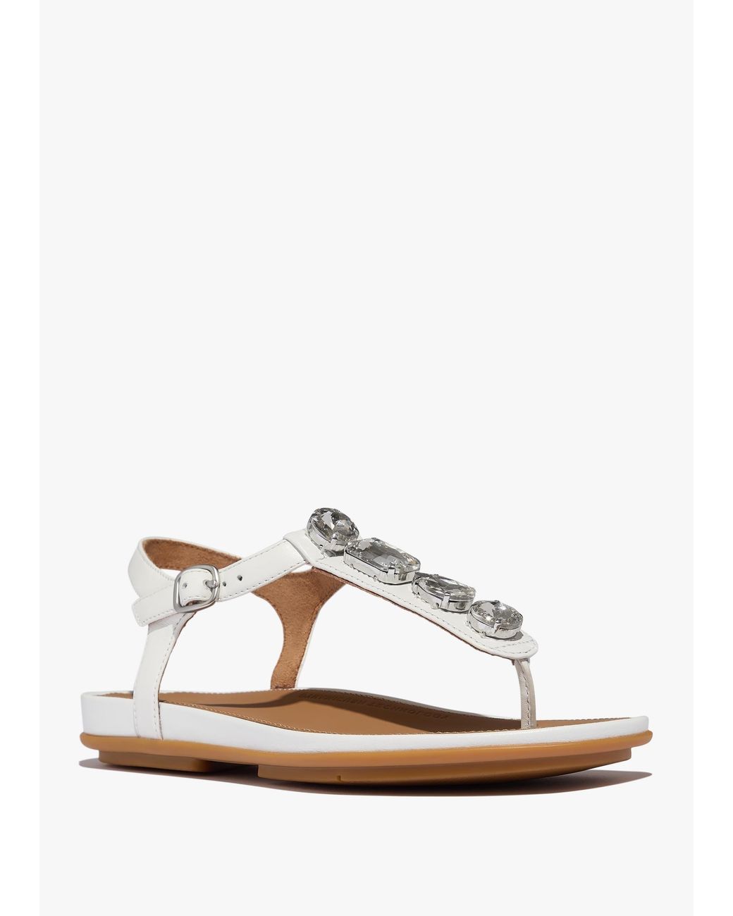 Fitflop White Gracie Ultra Jewel Ultra Leather T-Bar Sandals